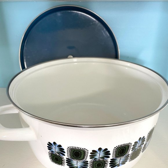 Retro Mid Century Starburst Type Enamel Cooking Stock Pot w/ Lid Austria Email - Picture 5 of 7